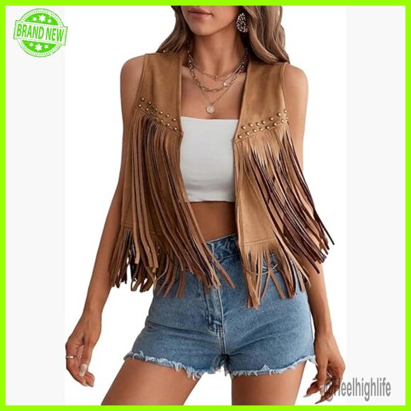 Jackets & Blazers - Women's Fringe Vest Sleeveless Western Cowgirl Jacket Polyester